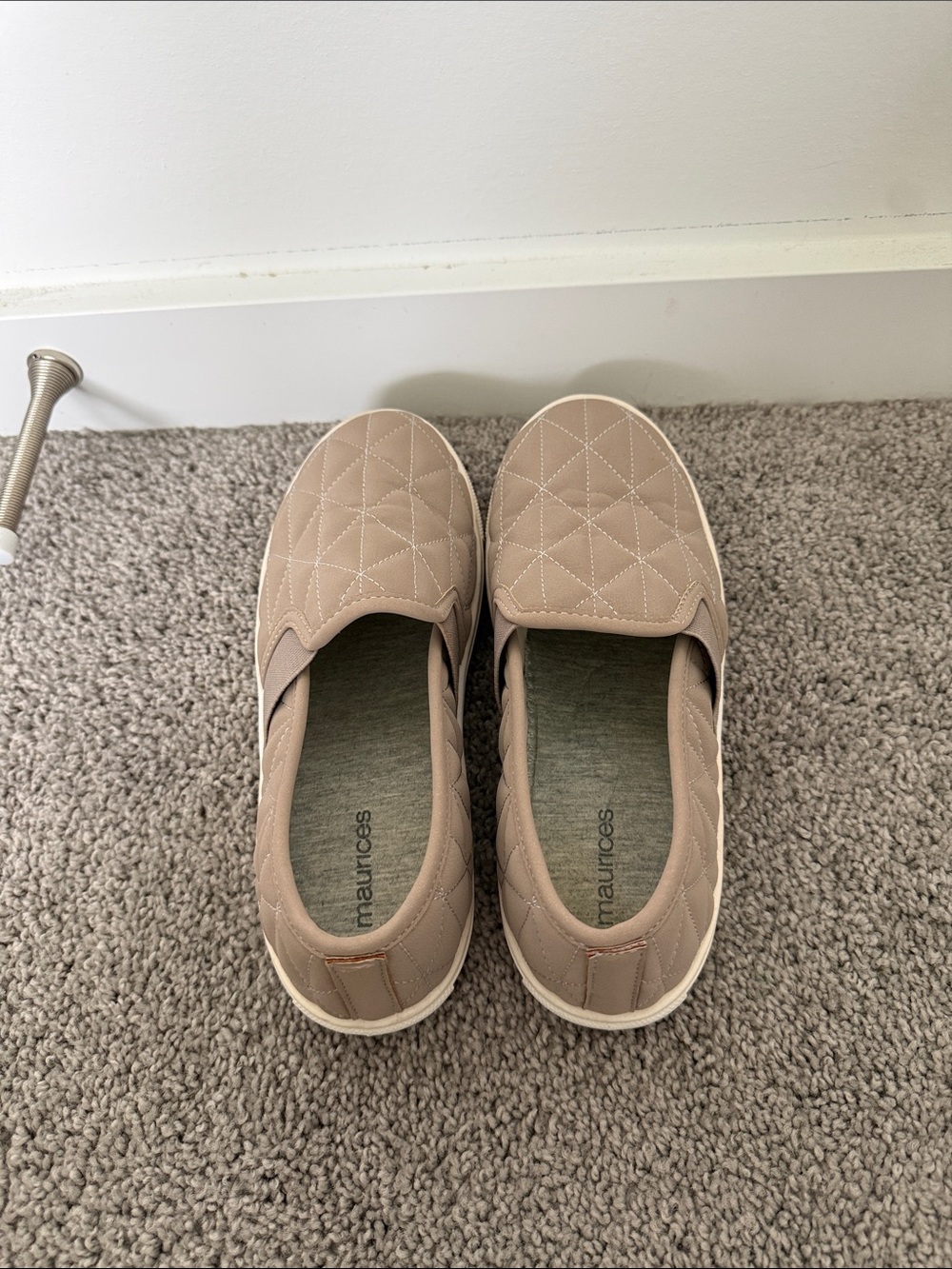 Maurices Quilted Slip-On Sneakers in Beige Taupe